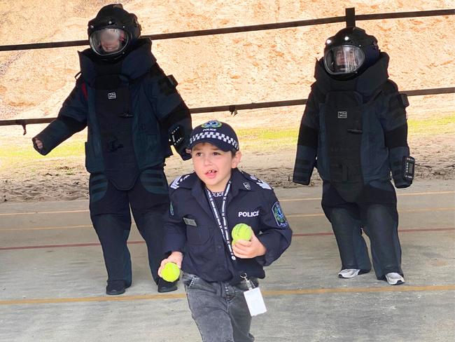 Sergeant Sammy has a blast with bomb squad . Picture: SA Police