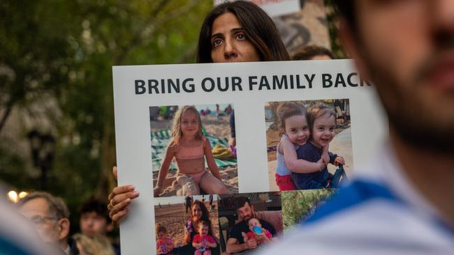 A woman among thousands at a New York Stands With Israel vigil and rally. Picture: Getty Images