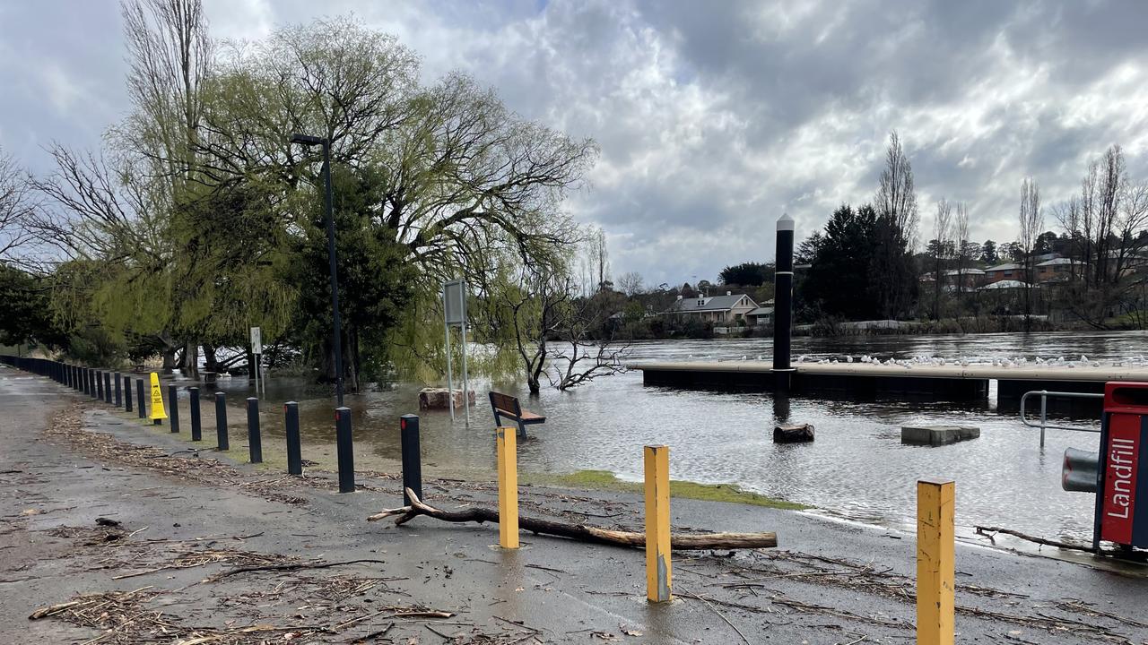 A pontoon on the Derwent River in New Norfolk. Picture: Genevieve Holding