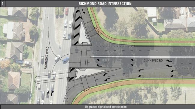 The Richmond Rd intersection in the Dunheved Rd upgrade