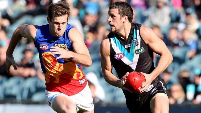 Port Adelaide captain Travis Boak says defence will win the final Showdown at AAMI Stadium. Picture: Sarah Reed