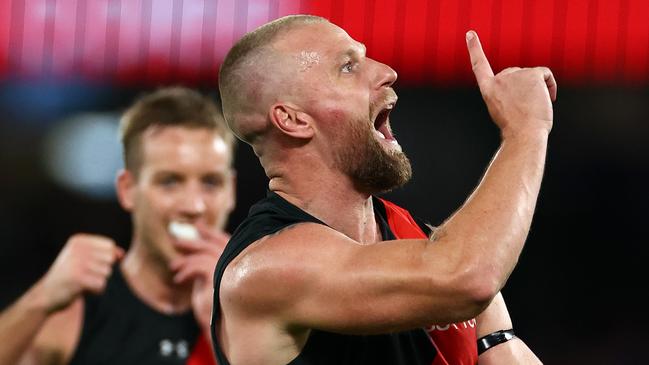 Essendon coach Brad Scott has praised star forward Jake Stringer for getting the off-field part of his life ‘right’ and turning around his fitness. Picture: Quinn Rooney / Getty Images