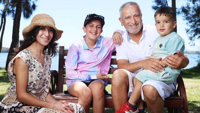 Jamal Rifi with daughter Sue and grandchildren Lana and Ahmad on the NSW central coast. Picture: John Feder