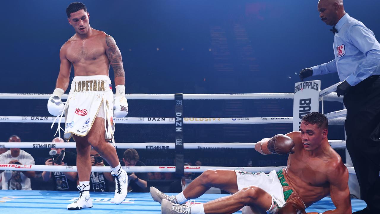 David Nyika goes down. Photo by Chris Hyde/Getty Images.