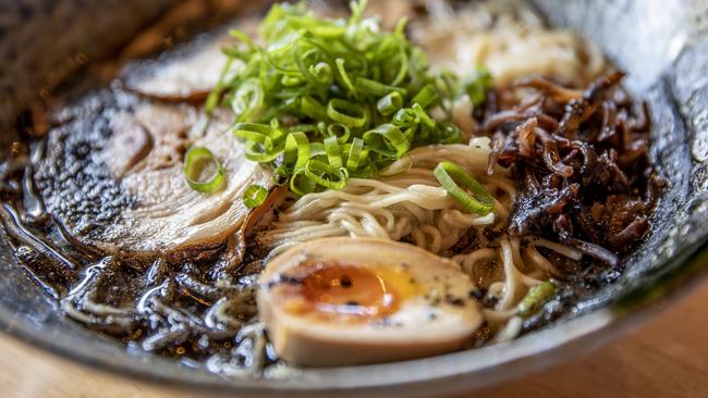 Hobart’s Tonkotsu Ramen Bar’s Black Ramen is one of six different ramens the Hobart eatery has on its menu. Picture: EDDIE SAFARIK