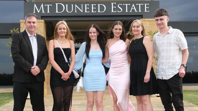 Bannockburn p-12 College year 12 graduation at Mt Duneed estateClayton Powell , Sarah Powell , Ava Powell , Allison Powell , Suzi Powell and Liam Powell Picture: Mark Wilson