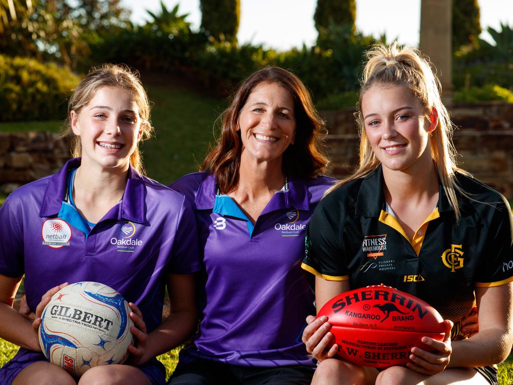 Matilda with her mother Peta and younger sister Poppy in 2022. Picture Matt Turner.