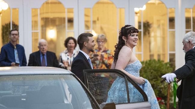 Graduate Stephanie Holley and partner Lachlan Withers at Toowoomba Flexi School formal at Burke and Wills Hotel, Thursday, October 10, 2024. Picture: Kevin Farmer