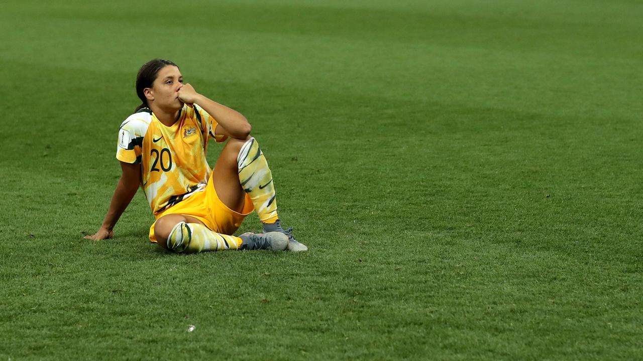 Sam Kerr after her penalty miss at the 2019 World Cup.