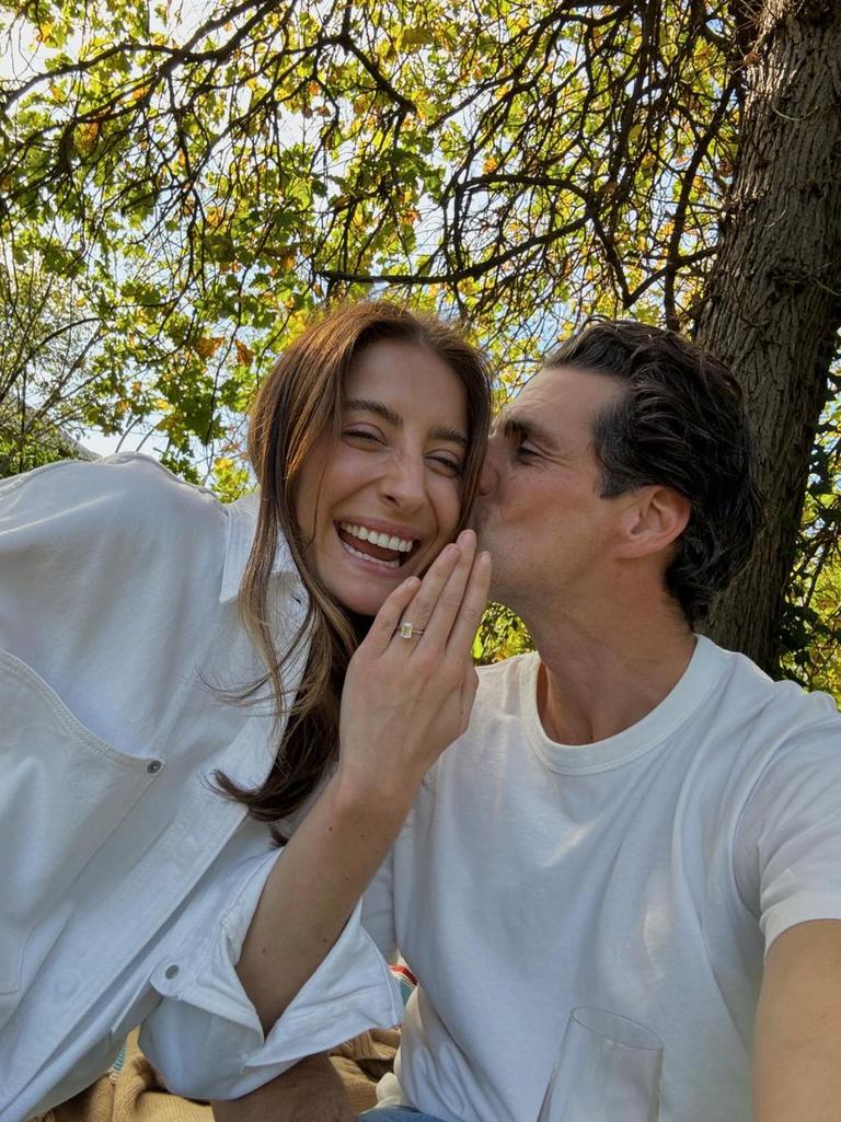 The happy moment: The couple get engaged.