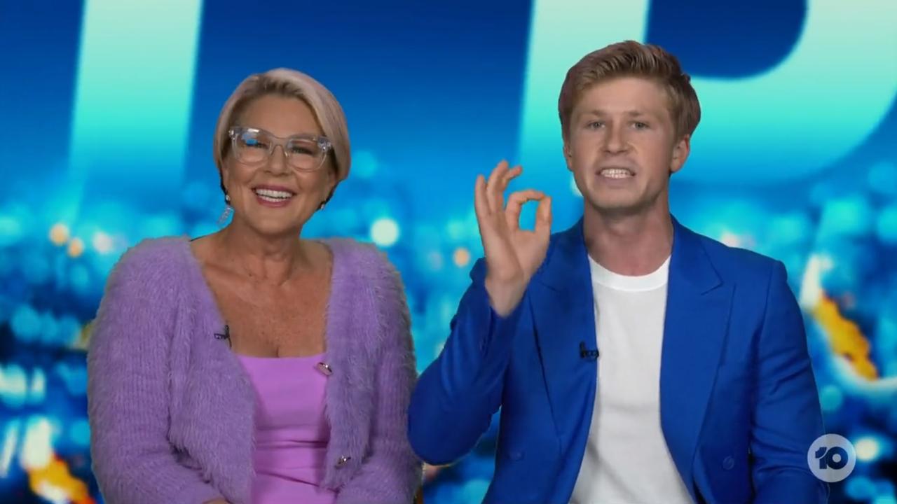 New I'm A Celebrity co-host Robert Irwin (right) with Julia Morris revealed on The Project that wildlife meat will no longer be used in the show's production. Picture: Network 10