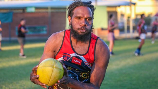 Liam Jurrah traininig with Central Australia Redtails last month. Picture: Matt Henderson