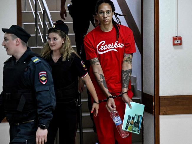 Brittney Griner arrives to a hearing at the Khimki Court. Picture: Kirill Kudryavtsev/AFP