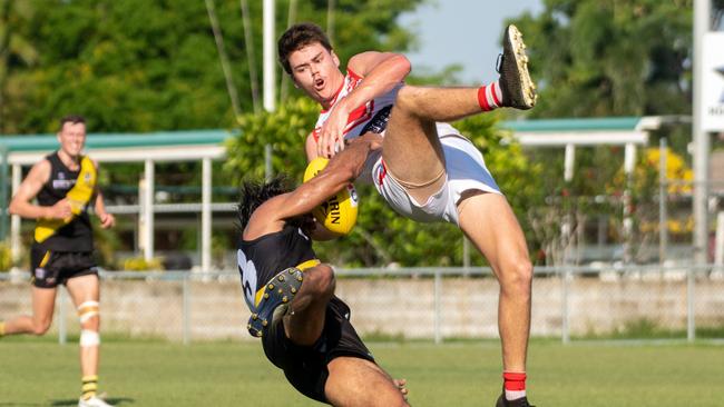 Waratah clash with the Nightcliff Tigers today at TIO Stadium for Round 6 of the NTFL Men’s Premier League. Picture: Aaron Black/AFLNT Media