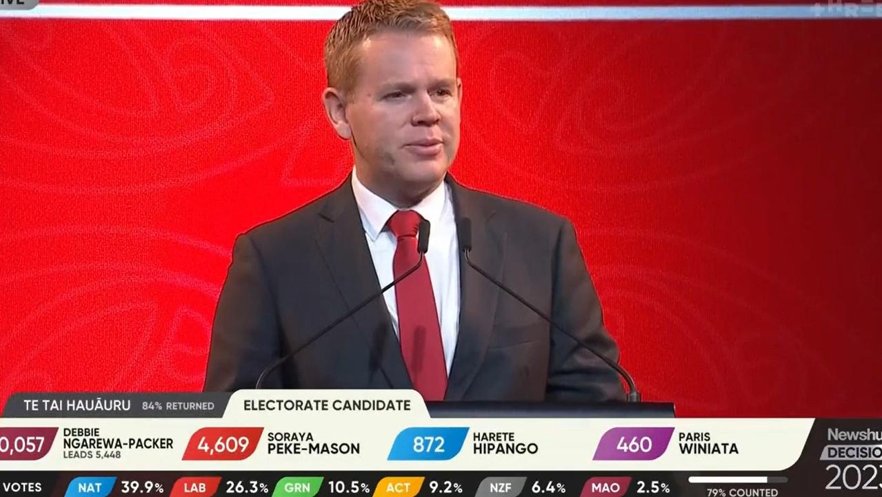 New Zealand Prime Minister Chris Hipkins concedes defeat in the general election. Picture: Supplied / Facebook