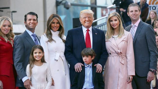 Ivanka Trump (2R) during the presidential race with Donald Trump, Melania Trump (center left) and from right: Eric Trump, Donald Trump Jr. and Tiffany Trump. In the front row are Kai Trump and Donald Trump III, children of Donald Trump Jr. Picture: Getty Images.