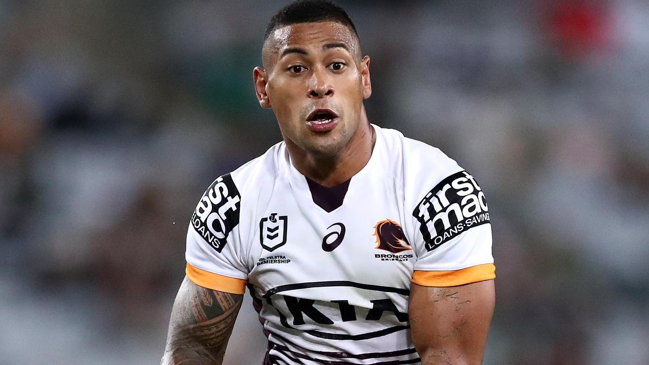 SYDNEY, AUSTRALIA - APRIL 08: Jamayne Isaako of the Broncos runs the ball during the round five NRL match between the South Sydney Rabbitohs and the Brisbane Broncos at Stadium Australia on April 08, 2021, in Sydney, Australia. (Photo by Mark Metcalfe/Getty Images)