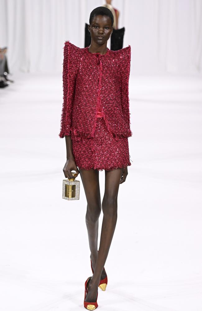 A model walks the runway during the Balmain SS25 show at Paris Fashion Week on September 25. Picture: Kristy Sparrow/Getty Images