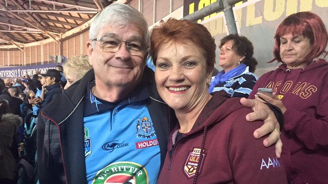 Former One Nation and United Australia Party senator Brian Burston with Pauline Hanson in happier times before he launched defamation action against her. Picture: Facebook