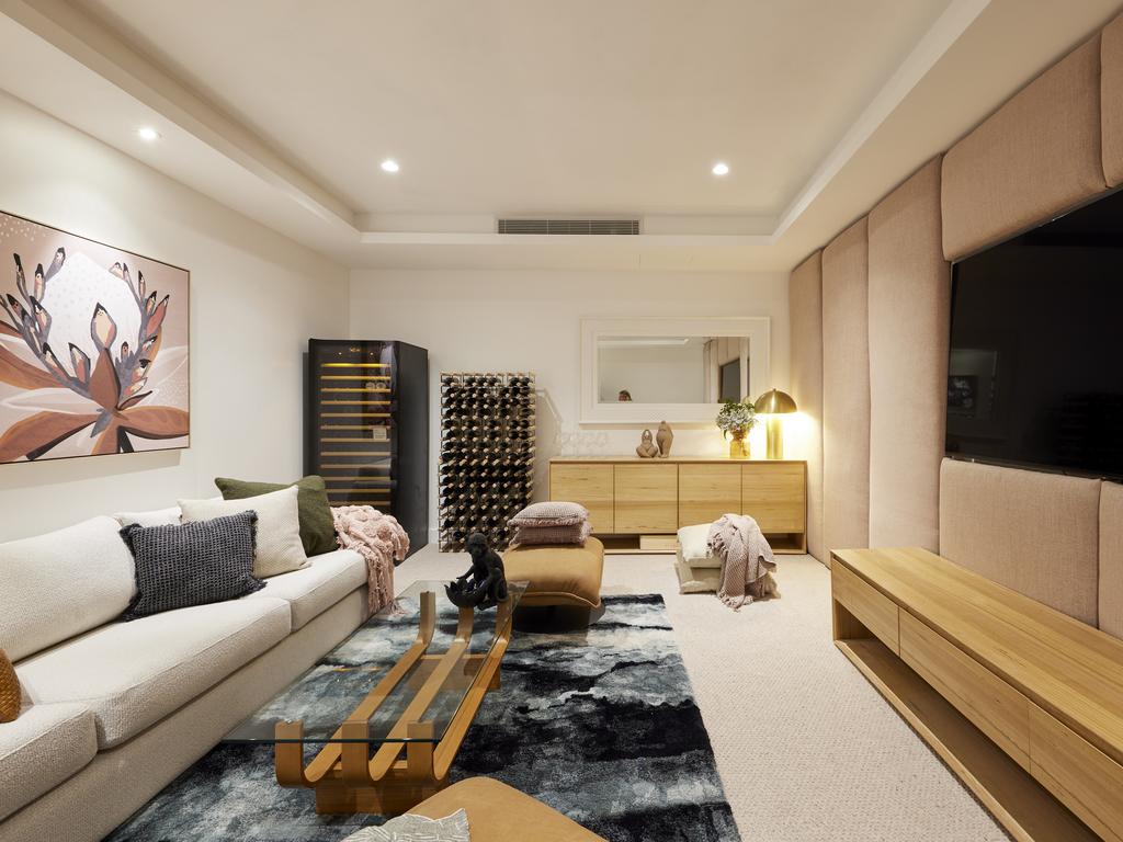 The media room with a wine cellar. Picture: Supplied