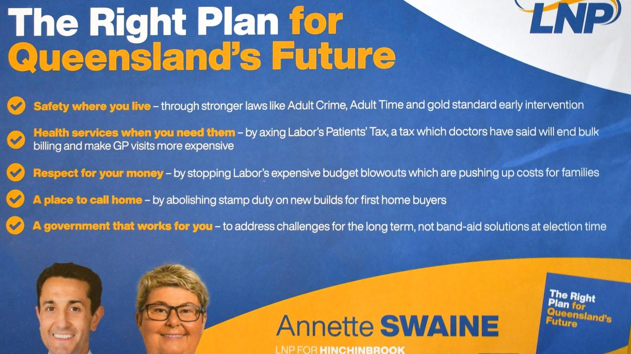 Campaign material from LNP candidate for Hinchinbrook Annette Swain being handed out at the early-voting centre in Ingham. Picture: Cameron Bates