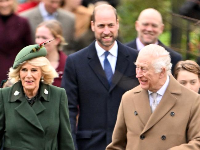 Queen Camilla,Prince William, Prince of Wales and King Charles III attends the 2024 Christmas Morning Service at St Mary Magdalene Church on December 25, 2024 in Sandringham, Norfolk. Picture: Jordan Peck/Getty Images