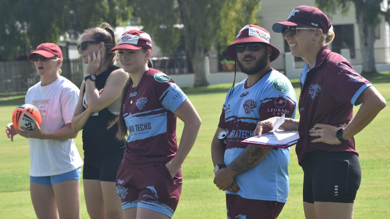 Players at the CQ Capras' open training trial for the 2025 BMD Premiership season at Emmaus College, Rockhampton, on February 22, 2025.