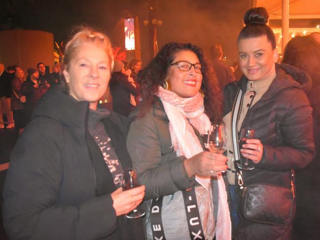 Amanda Pittard, Serena Demko and Sabrina Simmons at the Whisky, Wine and Fire Festival 2024 at the Caulfield Racecourse. Picture: Jack Colantuono