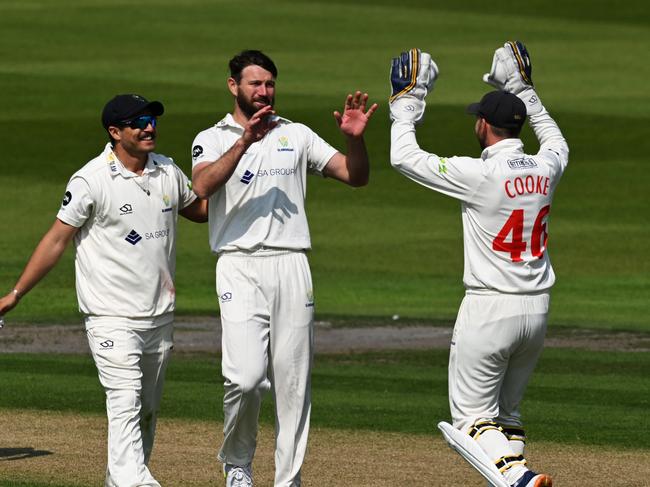 Michael Neser celebrates a wicket playing for Glamorgan in May. Picture: Mike Hewitt/Getty Images