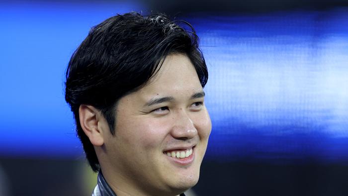 INGLEWOOD, CALIFORNIA – DECEMBER 21: Shohei Ohtani of the Los Angeles Dodgers looks on prior to the game between the New Orleans Saints and the Los Angeles Rams at SoFi Stadium on December 21, 2023 in Inglewood, California. Sean M. Haffey/Getty Images/AFP (Photo by Sean M. Haffey / GETTY IMAGES NORTH AMERICA / Getty Images via AFP)