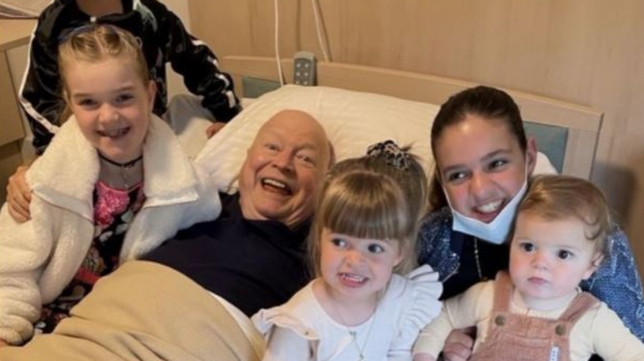 Bert Newton with some of his grandchildren in hospital. Picture: Twitter