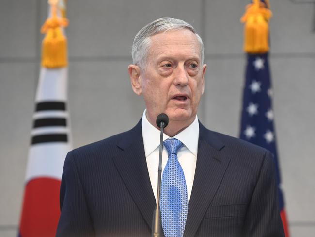 US Defense Secretary Jim Mattis warned in February that any nuclear attack by North Korea would trigger an “effective and overwhelming” response. Picture: Kim Min-hee/AFP