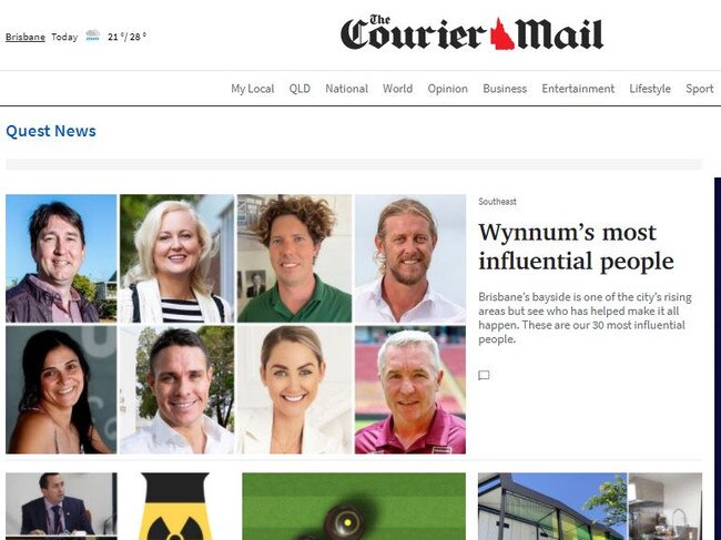 The Quest Community News homepage on The Courier Mail website.