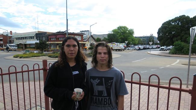 Tanisha Dixon and David Homer witnessed the fire which destroyed a home in Dubbo overnight. Picture: Ryan Young