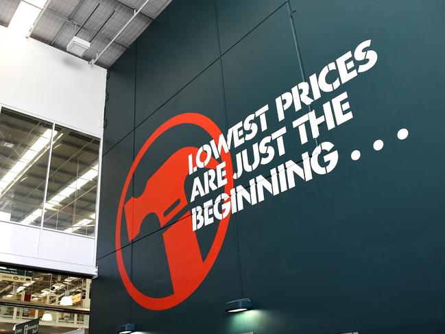 A Lowest Prices are Just the Beginning... sign is seen at a Bunnings hardware store at Chatswood, in Sydney, Friday, Feb. 20, 2015. (AAP Image/Dan Himbrechts) NO ARCHIVING