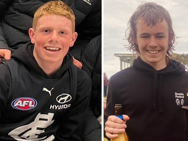 The males who died in a plane crash in eastern Victoria on Saturday. Benny Smith, 16, Dusty Daly, 15, and Luke Smith, 20. Picture: Supplied