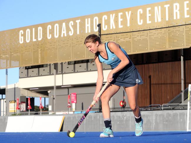 Mathison practicing at the Gold Coast Hockey Centre. Picture: Richard Gosling