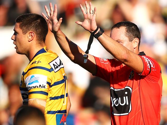 Referee Matt Noyen could be headed for the sin bin himself. Picture: Getty Images