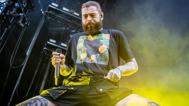 Post Malone’s dad says he’s the healthiest he’s ever been. Picture: Jake Nowakowski