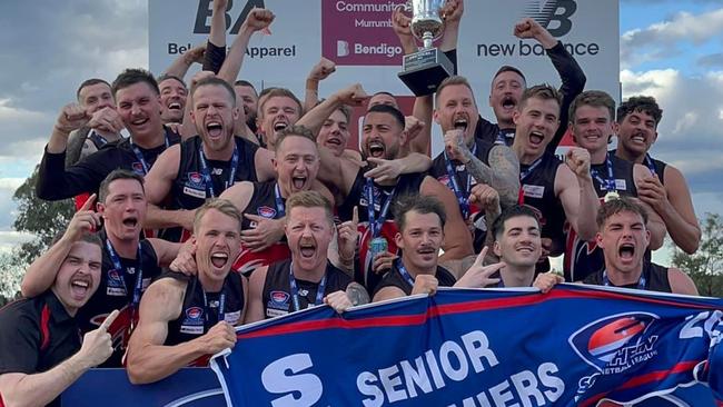 Frankston Dolphins lift their maiden senior cup. Picture: FACEBOOK