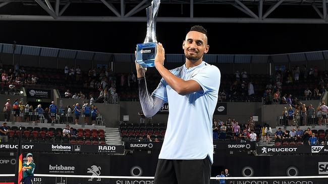 Nick Kyrgios won in Brisbane in 2018. (Photo by Bradley Kanaris/Getty Images)