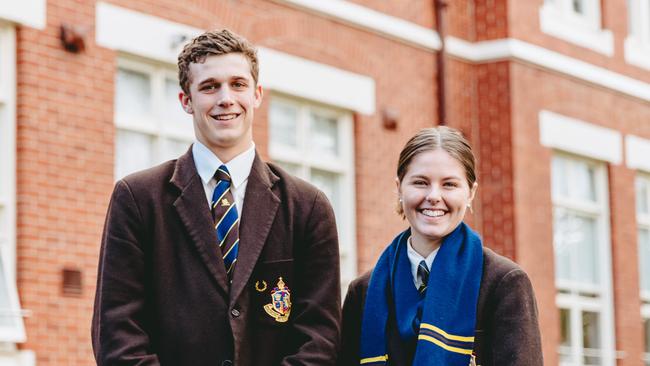 Ballarat Grammar boarding student Brait Headon, from Hay, will be able to travel safely across the NSW-Victoria border by road to return to school for Term 4, and join Victorian students, including Alice Dufty. Picture: Chloe Smith