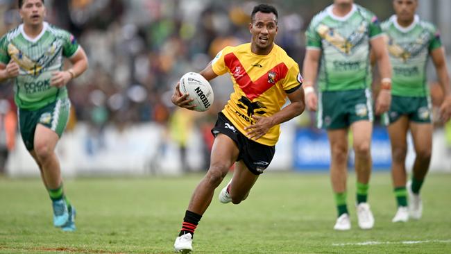 Papua New Guinea outside back Morea Morea in action against Cook Islands in Round 3 of the 2024 Pacific Championships at Santos National Stadium, Papua New Guinea, on November 3, 2024. Picture: Scott Davis / NRL Imagery