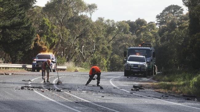 The scene of the crash on Thursday morning. Picture: Dean Martin