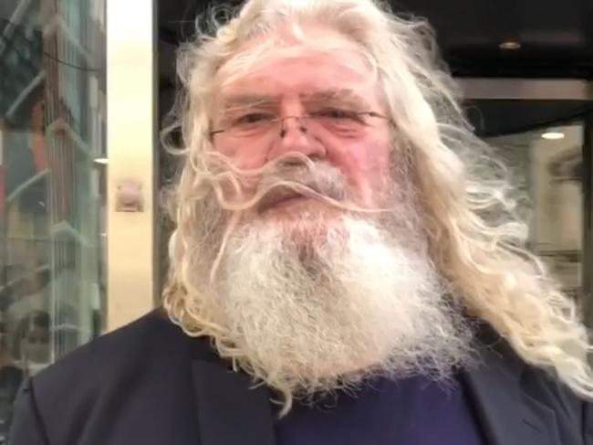 Former politician and aboriginal leader Geoffrey Clark emerges from the County Court on September 4 after his last of a series of criminal cases against him completed. - Screen grabs - Ashley Argoon