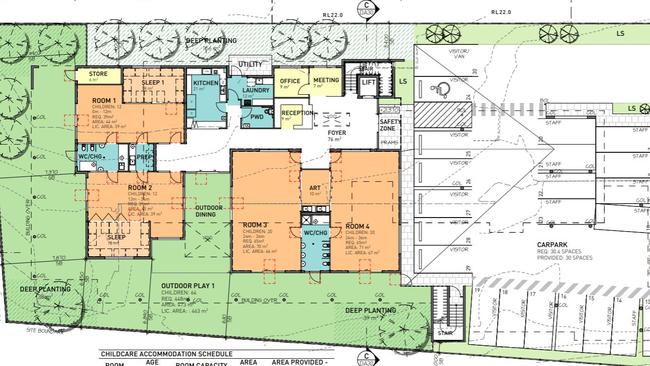 Floor plan for childcare centre at Stradbroke Ave, Wynnum.