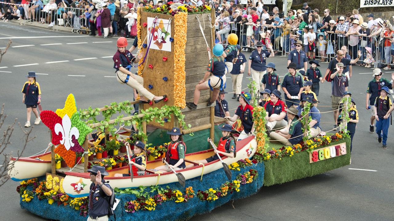 Toowoomba Scouts at the Grand Central Floral Parade in 2019.