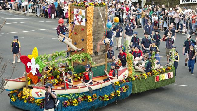 Toowoomba Scouts at the Grand Central Floral Parade in 2019.