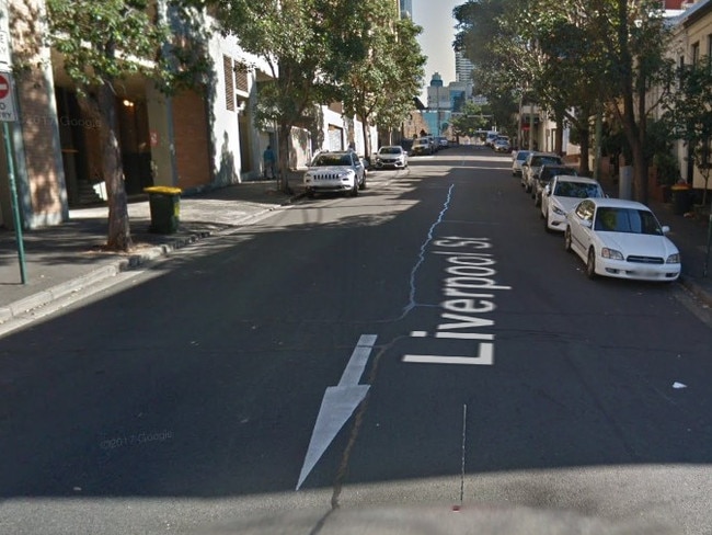 Men who allegedly displayed a flag with a Nazi symbol on it in Sydney’s CBD have been charged after tough new hate laws were announced. Picture: Google Maps.