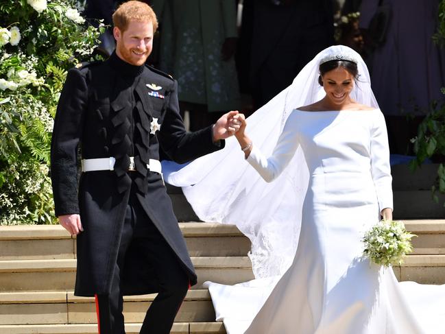 Britain's Prince Harry and Meghan Markle on their wedding day in May 2018. Picture: AFP